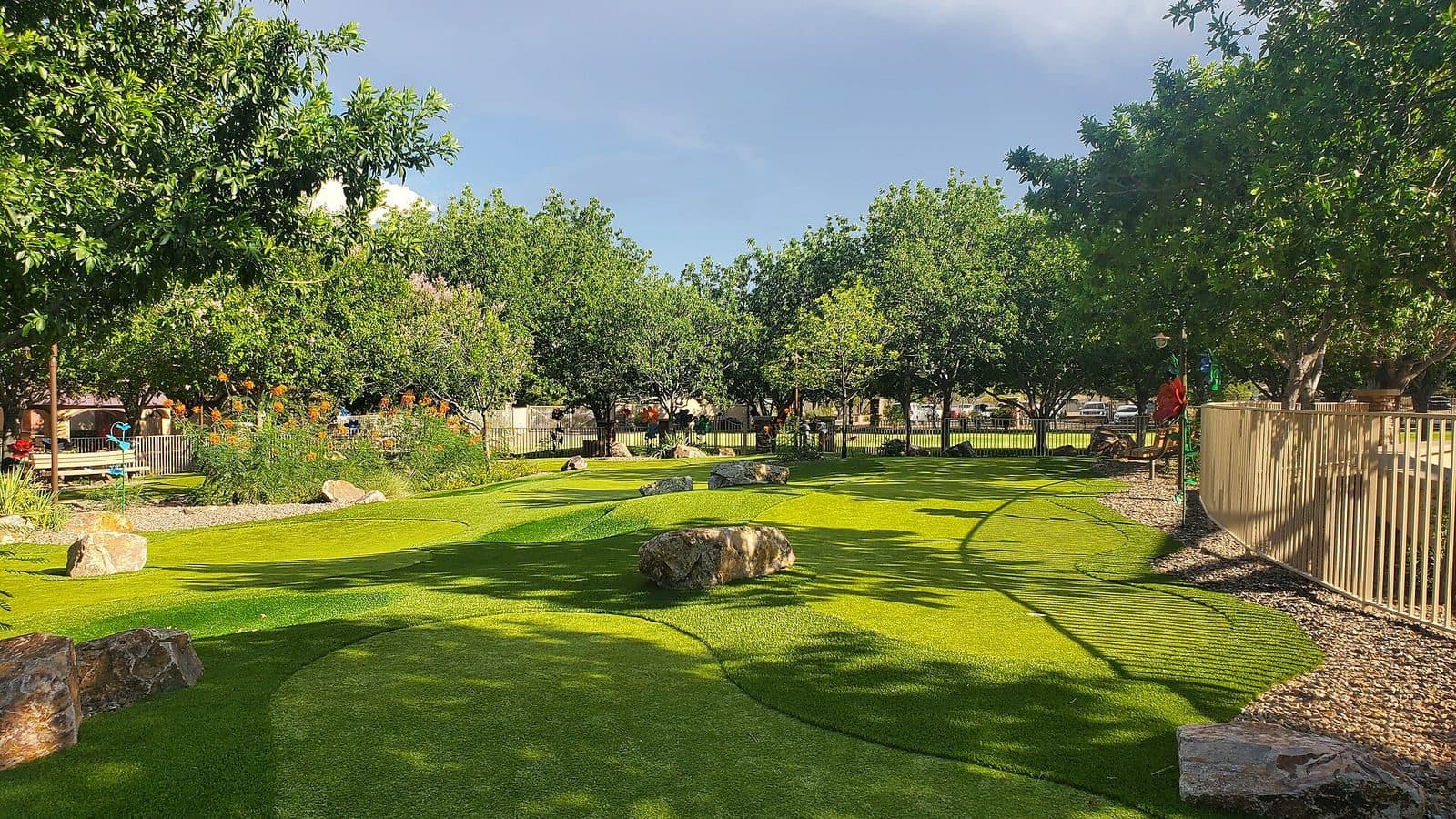 Landscaped park and trees at Rancho Sahuarita, AZ